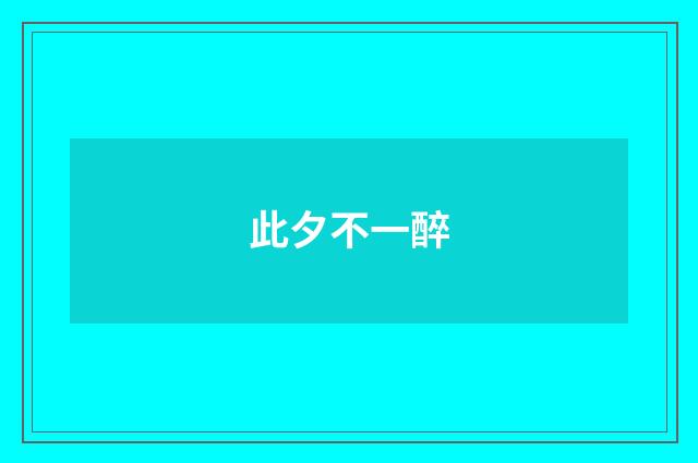 此夕不一醉