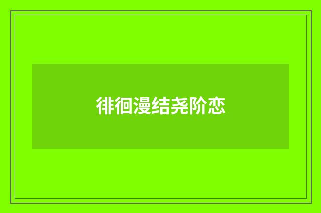 徘徊漫结尧阶恋
