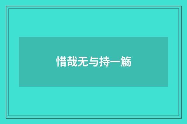 惜哉无与持一觞