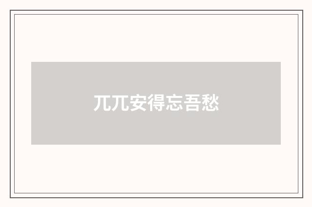 兀兀安得忘吾愁