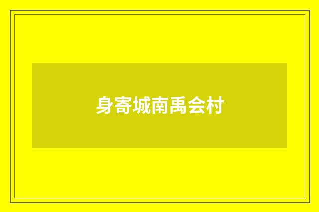 身寄城南禹会村