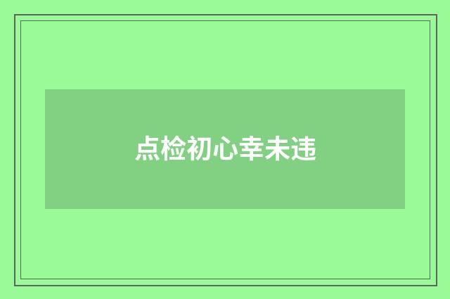 点检初心幸未违