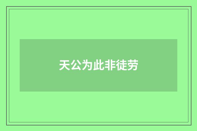 天公为此非徒劳