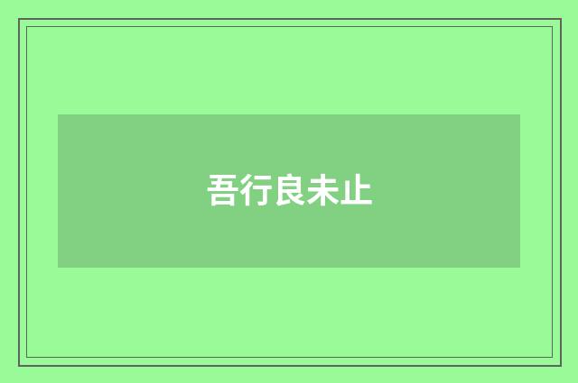吾行良未止
