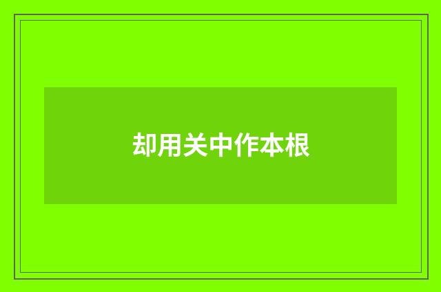 却用关中作本根