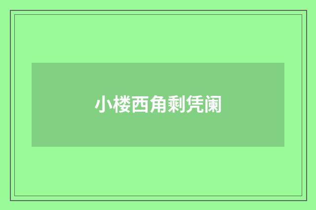 小楼西角剩凭阑