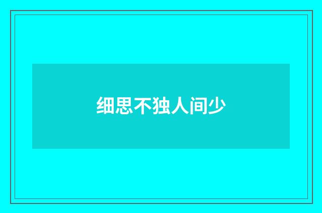 细思不独人间少