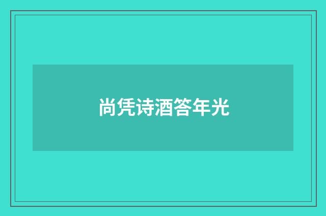 尚凭诗酒答年光