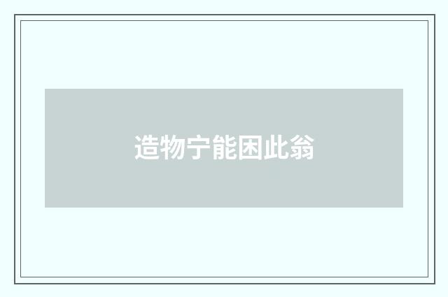 造物宁能困此翁