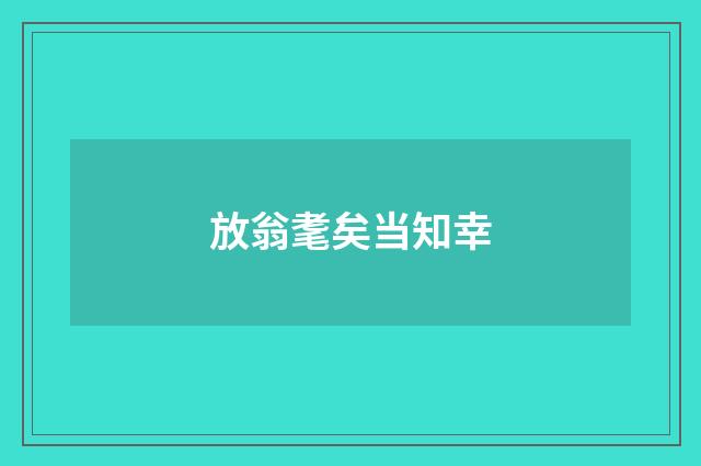 放翁耄矣当知幸