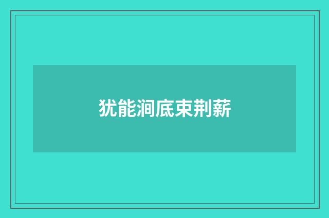 犹能涧底束荆薪