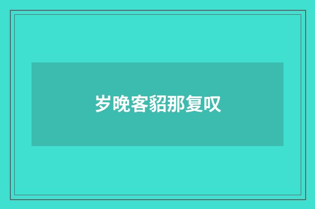 岁晚客貂那复叹
