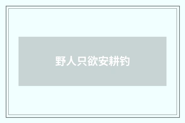 野人只欲安耕钓
