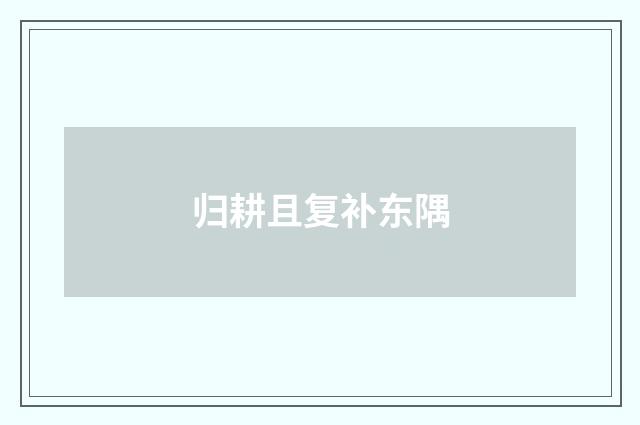 归耕且复补东隅