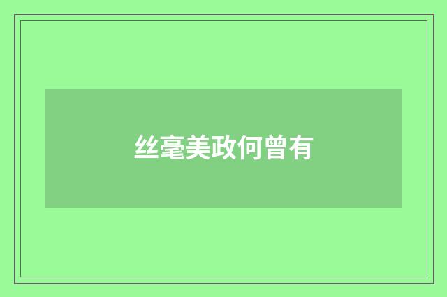 丝毫美政何曾有
