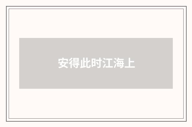 安得此时江海上