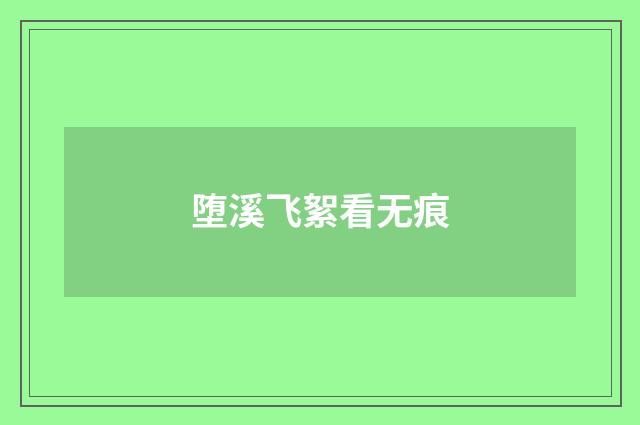 堕溪飞絮看无痕