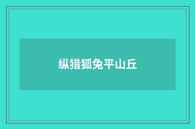 纵猎狐兔平山丘