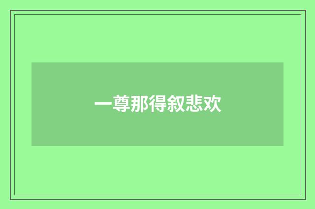 一尊那得叙悲欢