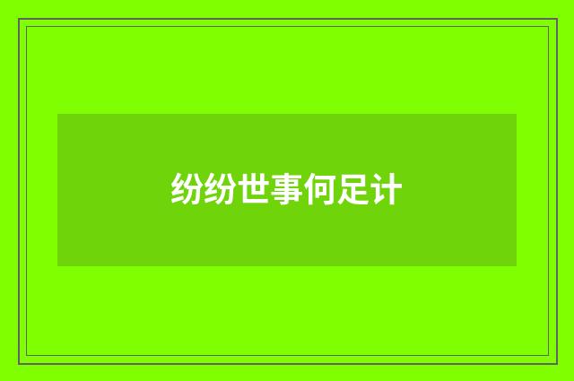 纷纷世事何足计