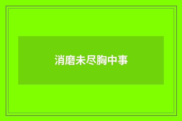消磨未尽胸中事