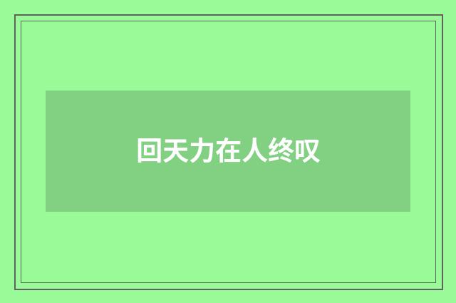 回天力在人终叹
