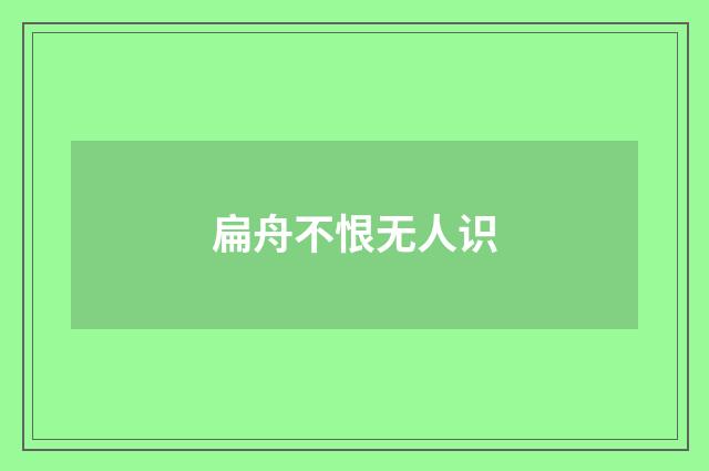 扁舟不恨无人识