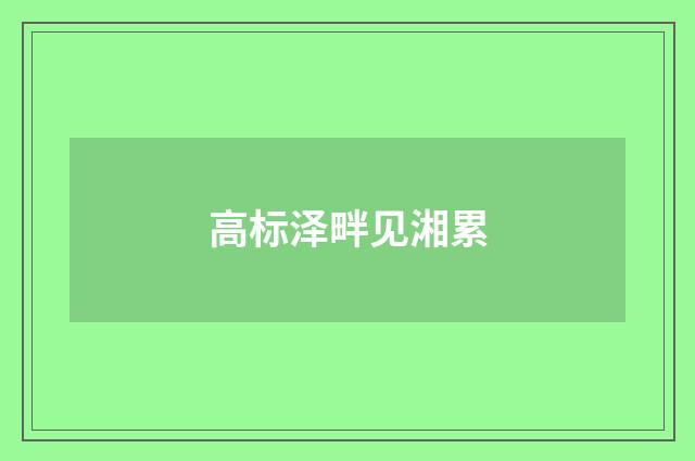 高标泽畔见湘累