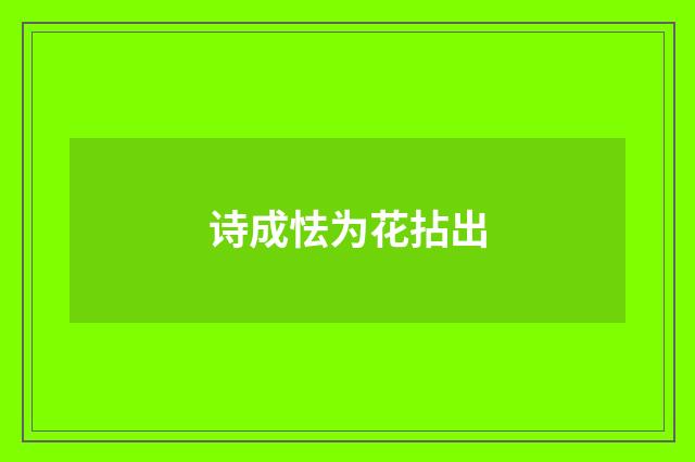 诗成怯为花拈出