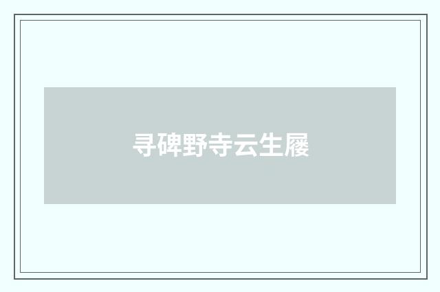 寻碑野寺云生屦