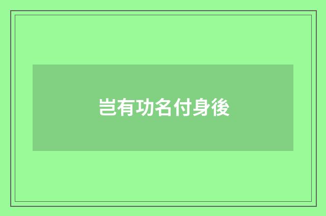 岂有功名付身後
