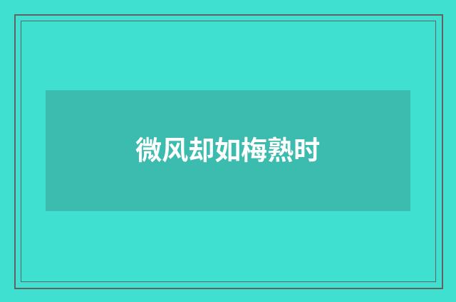 微风却如梅熟时