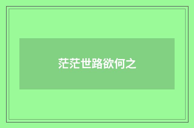 茫茫世路欲何之