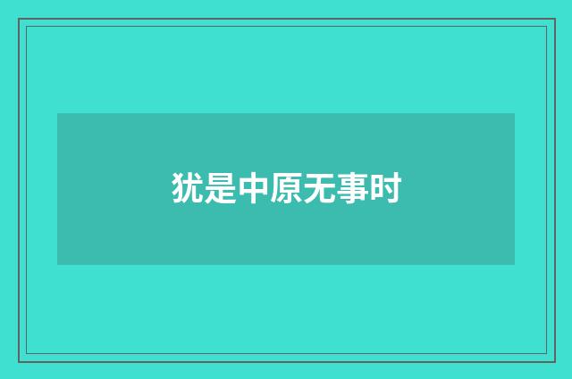 犹是中原无事时