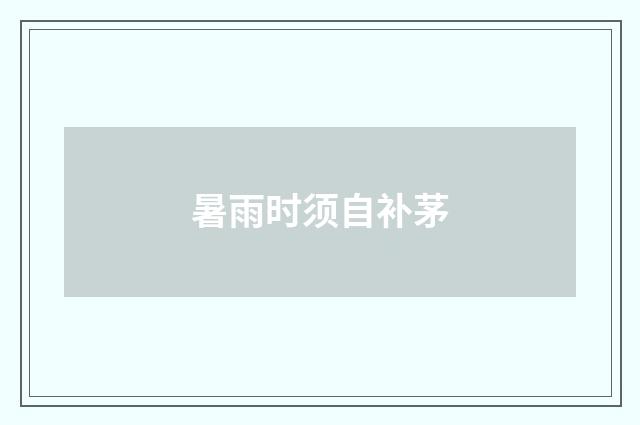 暑雨时须自补茅