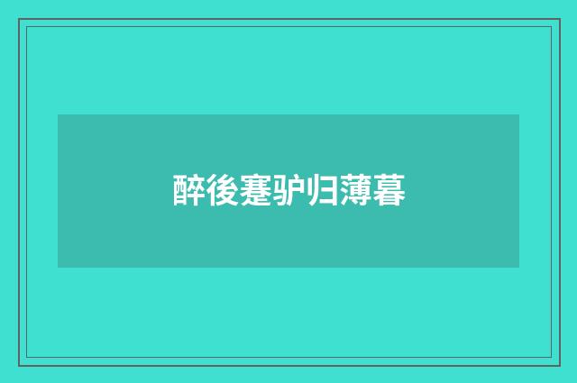 醉後蹇驴归薄暮
