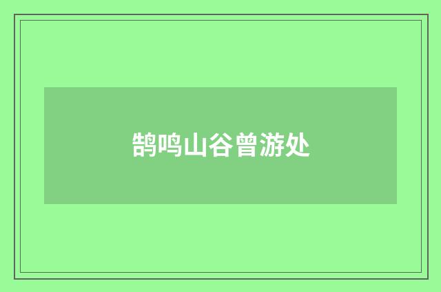鹄鸣山谷曾游处