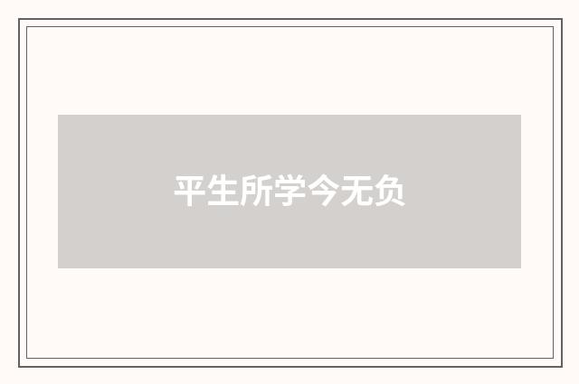 平生所学今无负