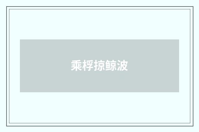 乘桴掠鲸波
