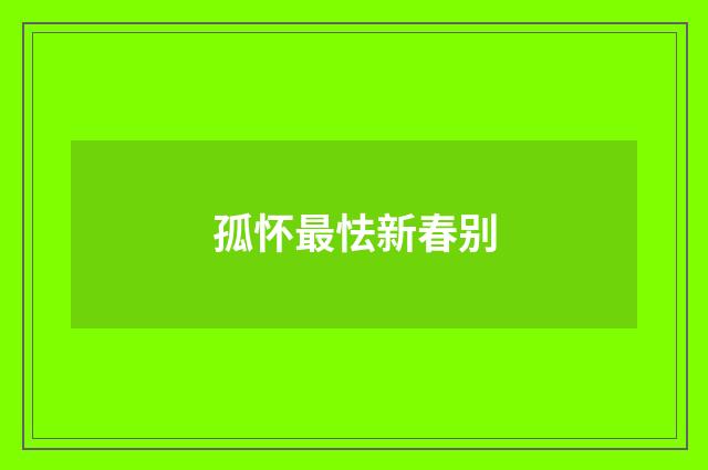 孤怀最怯新春别