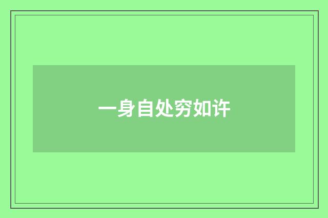 一身自处穷如许