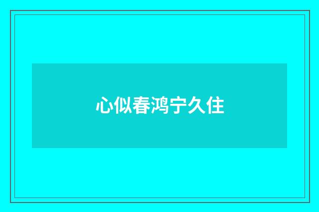心似春鸿宁久住