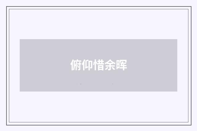 俯仰惜余晖