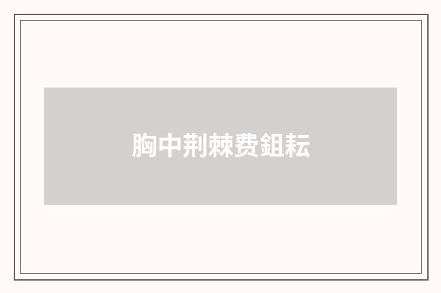 胸中荆棘费鉏耘