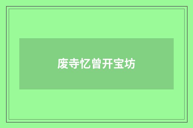 废寺忆曾开宝坊