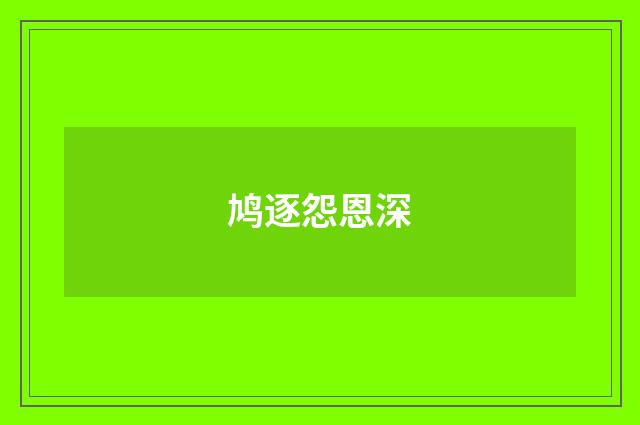 鸠逐怨恩深