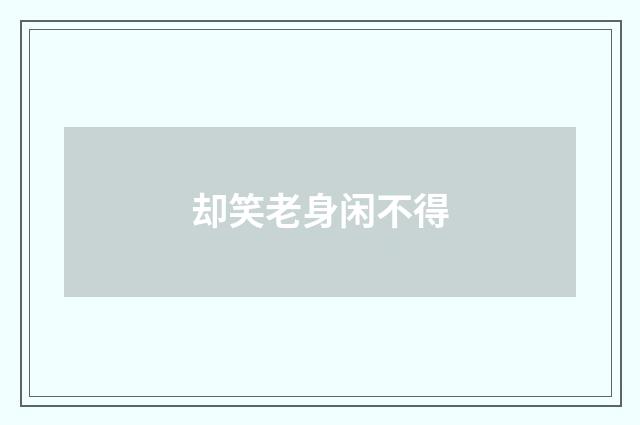 却笑老身闲不得