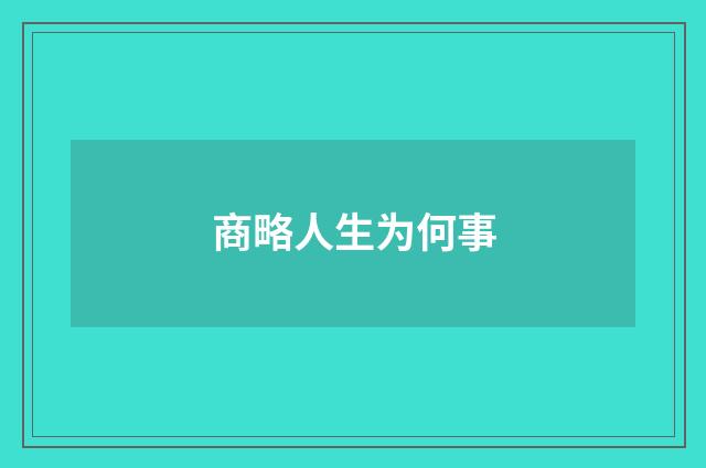 商略人生为何事