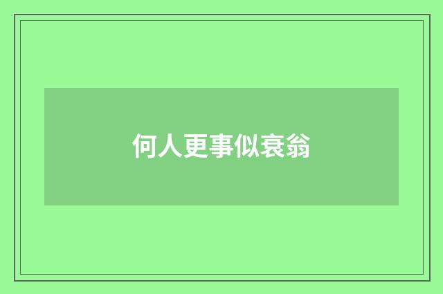 何人更事似衰翁