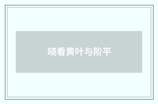 晓看黄叶与阶平